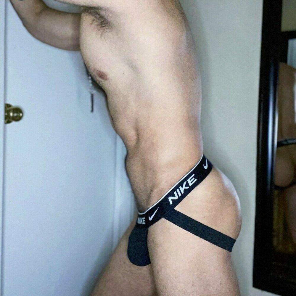 (2 PAIR!!) NIKE MENS BRAND NEW BLACK EVERYDAY STRETCH COTTON SPANDEX JOCKSTRAP M - Picture 13 of 16